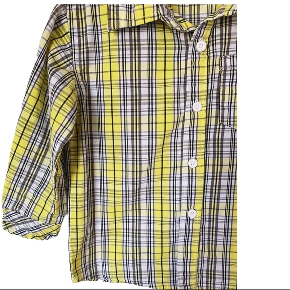 DKNY Yellow Striped Long Sleeve Button Down-18 MTH - Picture 4 of 5